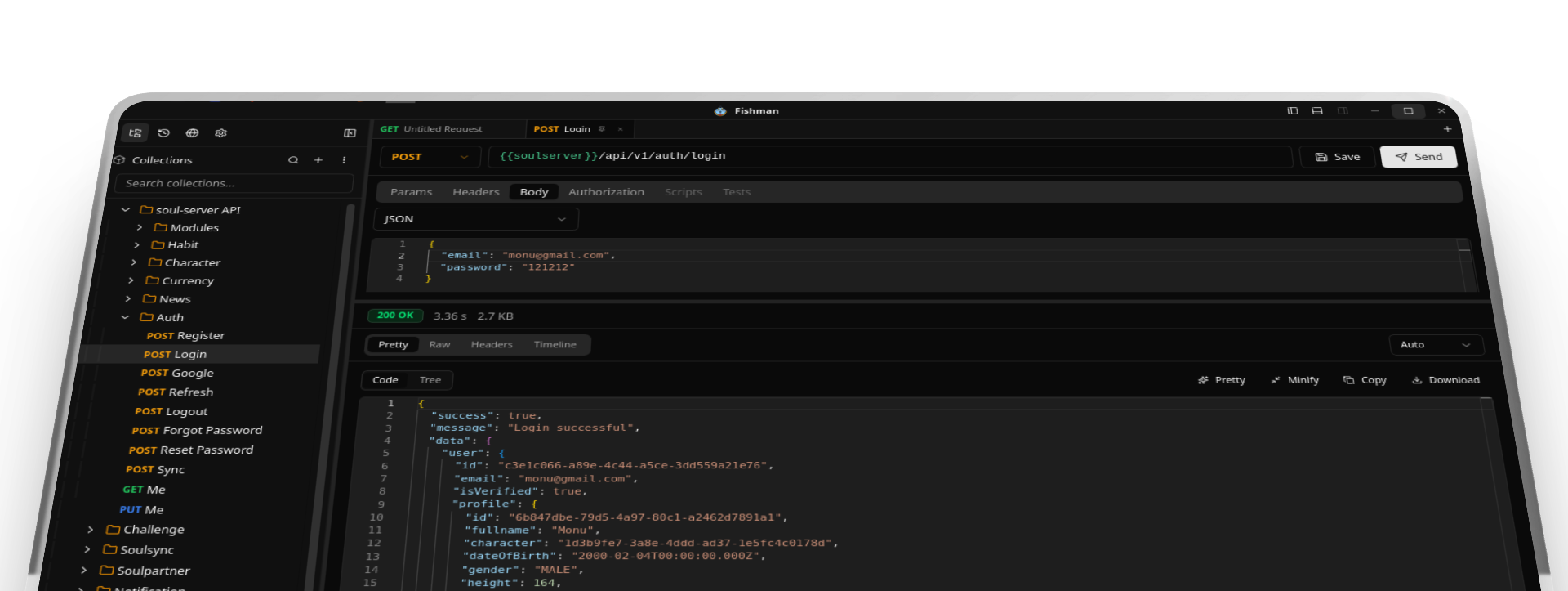 Fishman native REST client interface preview with request builder and response panel